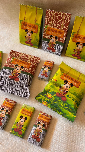 40 Golosinas Personalizadas Mickey Safari Candy Bar