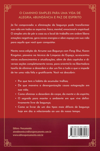 Arrume Sua Bagunça Com Feng Shui: Liberte Sua Vida Da Desordem Física, Mental, Emocional E Espiritual Para Sempre, De Karen Kingston. Editorial Pensamento, Capa Mole, Edição 1 Em Português, 2025