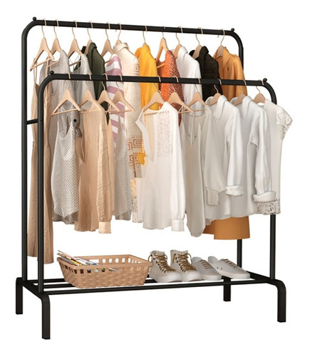 Perchero Metalico Doble Barra Closet Exhibicion Firme