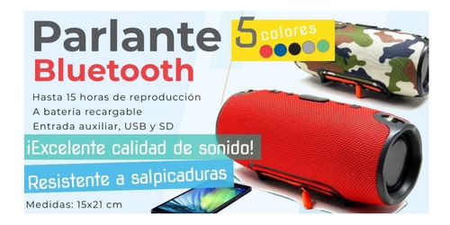 Imagen 5 de 8 de Parlante Bluetooth Con Potencia Usb Varios Colores -tv