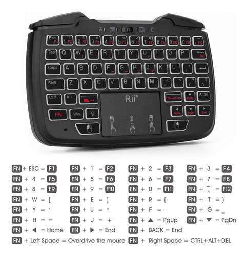 Controlador Rii Rk707 3 En 1 Inalámbrico 62 Teclas Portátil