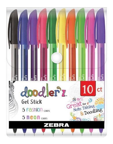 Set 10 Lápiz Tinta Gel Zebra Doodler's Colores