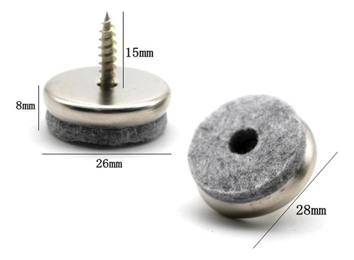 * 24 Deslizadores Con Clavo For Muebles De 28 Mm