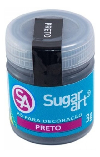 Pó Comestível Preto Corante Decorar Bolo Sugar Art 3g