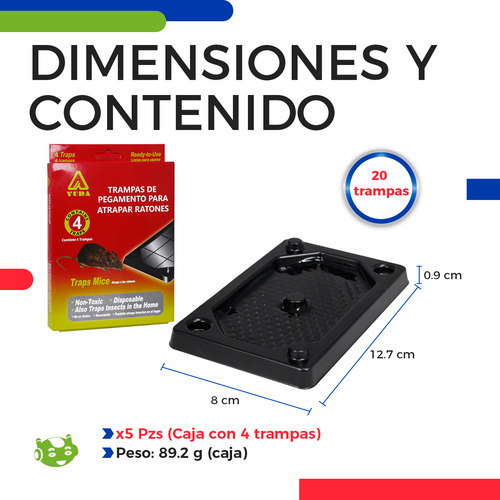 20 Piezas Trampas Adhesivas Para Ratas Ratones Roedores Slim Company Trampa Con Pegamento Para Atrapar Y Caza Fácil Incluye 5 Paquetes Con 4 Trampas c/u