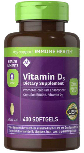 Vitamina D3 5000 Iu 400 Capsulas Blandas Members Mark