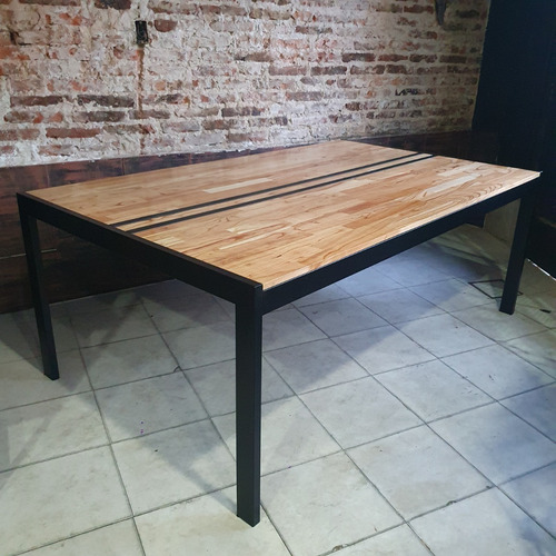 Imagen 2 de 8 de Mesa Industrial Madera Paraiso 200x120 Laqueado 70/30 Hierro