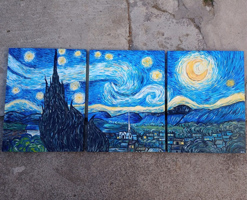 Noche Estrellada Cuadros Decorativos Acrílico Pintado A Mano