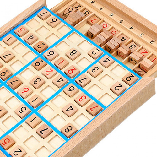 Juego De Sudoku De Madera, Juguete De Aprendizaje Con Azul