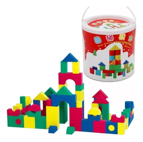 Juego Didáctico Bloques De Construcción Madera Niños