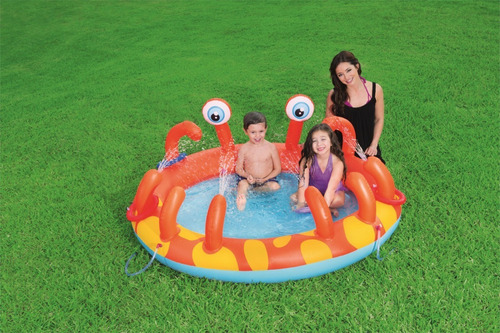 Pileta Infantil Inflable Bestway 53058 Interactiva Cangrejo Color Naranja