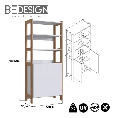 Estante Vertical 2 Puertas Moveli - Be Design
