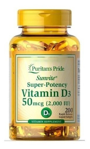 Puritan's Pride Vitamina D3 50 Mcg (2000 Ui) 200 Softgels