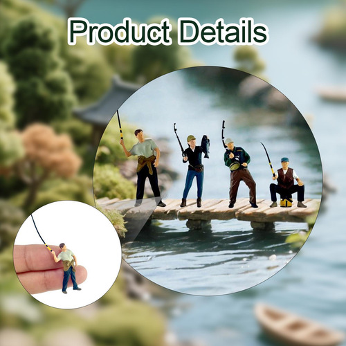 4pcs 1/64 Pescando Hombres Y Mujeres Resina En Miniatura