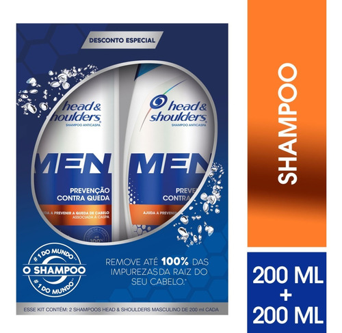  Kit Shampoo Anticaspa Prevenção Contra Queda 2 Unidades 200ml Head & Shoulders Men