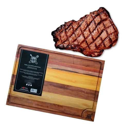 Tabla De Corte Artesanal De 50x35x3 Cm Para Cocina Bbq Grill