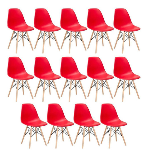 14 Cadeiras Eames Wood Cozinha Jantar Pés Palito Cores Cor da estrutura da cadeira Vermelho