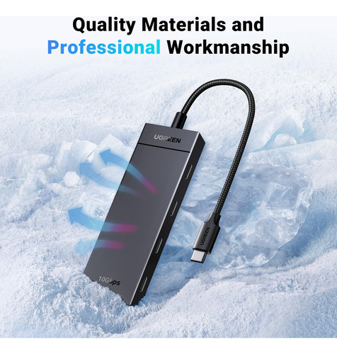 Adaptador Usb C Hub Ugreen 4 Em 1 Com 4 Usb-c 3.2 10gbps Par