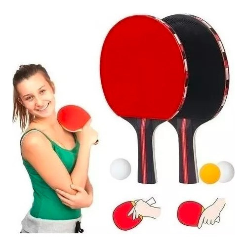 Kit Par De Raquetas De Ping Pong Con 3 Pelotas. Practica