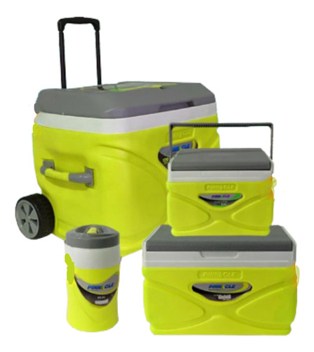 Hieleras 30lts C/ Ruedas, 11 Y 4.5lts Termo 1 Lt Pinnacle Verde Lima