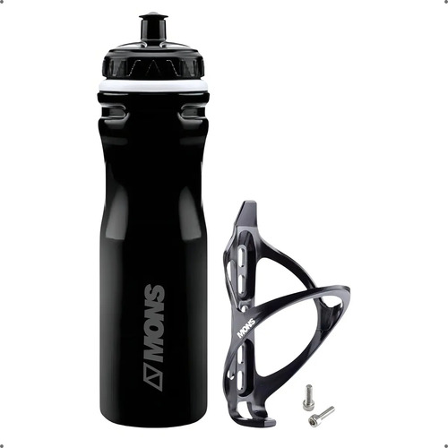 Garrafinha Squeeze Água 600ml Bike Mtb Garrafa Caramanhola Isotérmica Com Suporte Preto