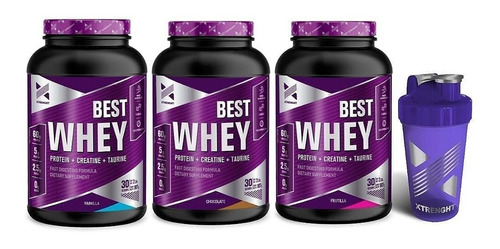 03pot Best Whey Xtrenght Protein Crecimiento Muscular+shaker