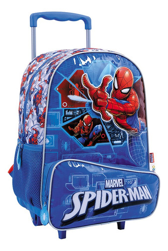 Mochila Escolar Carro Spiderman Hombre Araña 16puLG Wabro 