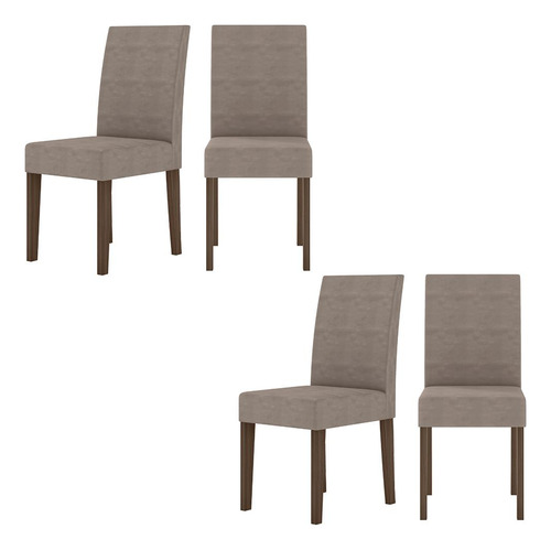 Kit De 4 Cadeiras Josi Com Tecido Em Suede