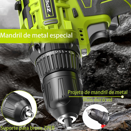 Zper Parafusadeira Furadeira De Impacto Profissional 21v