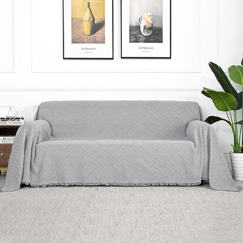 Mysky Home Funda De Sofá Gris Claro Para Sofá De 3 Plazas, F