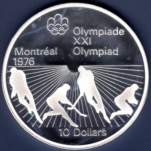10 Dollars 1976 Moneda Canadá Olimpiadas Montreal Hockey