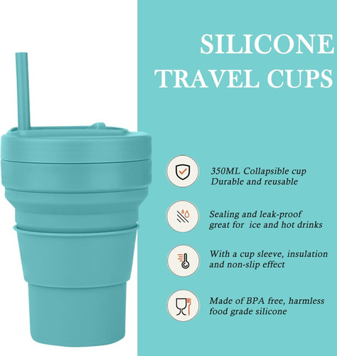 Tazas De Silicona Plegables De 350 Ml Con Tazas De Café Reut