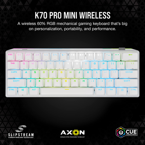 Teclado Gaming Corsair K70 Pro Mini Wireless Rgb 60% Blanco