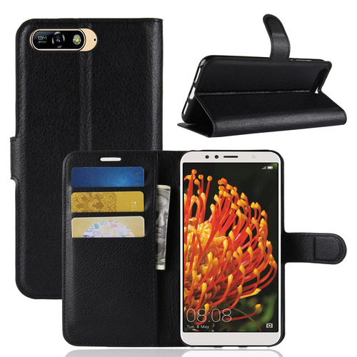 Para Huawei Y6 Cuero Litchi Horizontal 2018 Sujetador