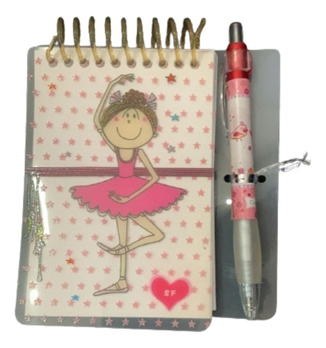 Set De Libreta Infantil De Bailarina Con Lapicera Shabby