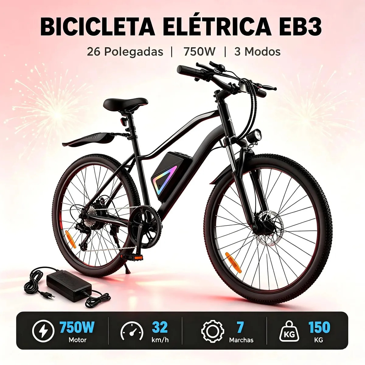 Bicicleta Elétrica Xroymexroy EB3 26" 750W