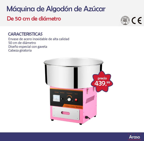 Máquina Algodón De Azúcar Cotton Candy 50 Cm De Diámetro 