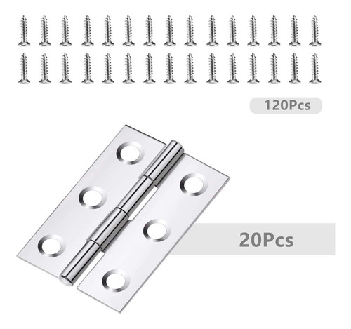 20 Piezas Bisagra Plegable Puerta Acero Inoxidable 44x32mm