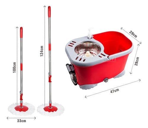 Balde Mopa 360 Premium Centrifugo Pedal Inoxidable Escurridor Desagote