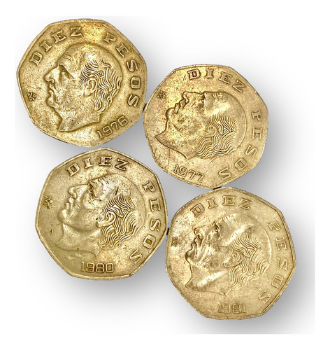 Lote 8 Monedas De 10 Pesos Hidalgo Todos Diferentes Años (Usado)