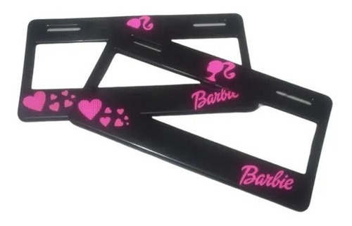 Portaplaca Ancho Barbie  Decorado Deportivo Negro Universal