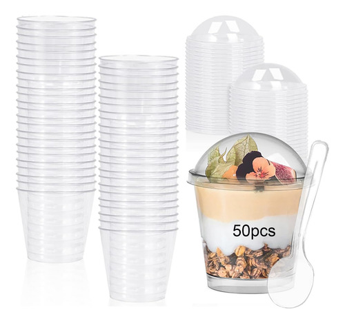 Tazas De Postre 7 Onzas, 50 Vasos De Postre Con Tapas Y