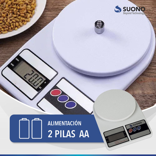 Imagen 8 de 9 de Balanza de cocina digital Electronic SF-400 pesa hasta 10kg blanca