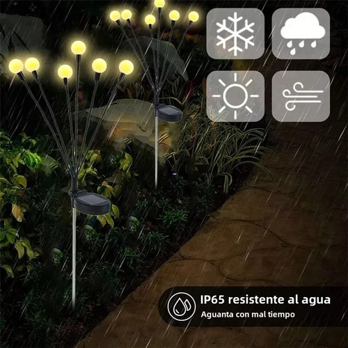 2 Lámparas Solares Con Forma De Luciérnaga De 10 Led Para Ex