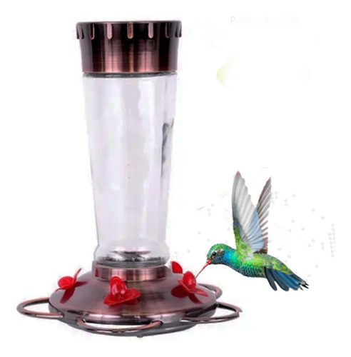 Bebedero De Lujo En Vidrio Con 5 Flores Para Colibri 300ml