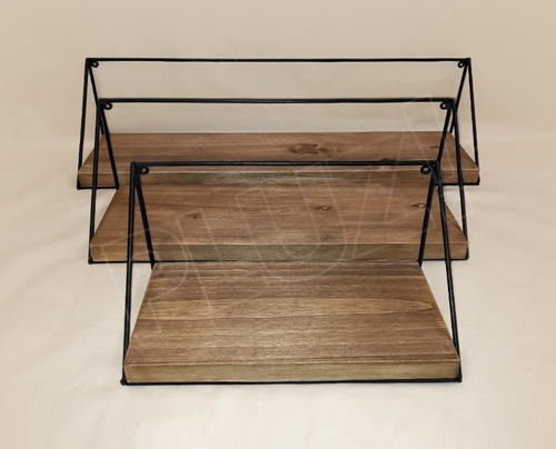 Estante Industrial Vintage 40cm Madera Y Hierro Negro