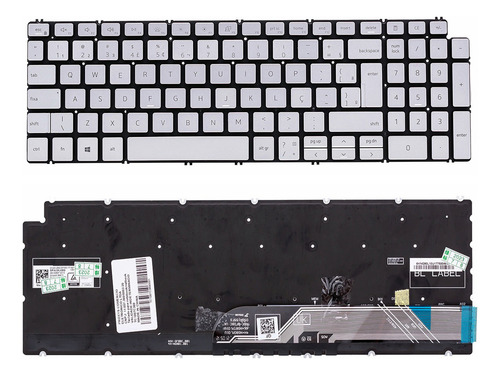 Teclado Iluminado Para Dell Inspiron I15-5590 I15-5584 Prata Idioma Português Brasil