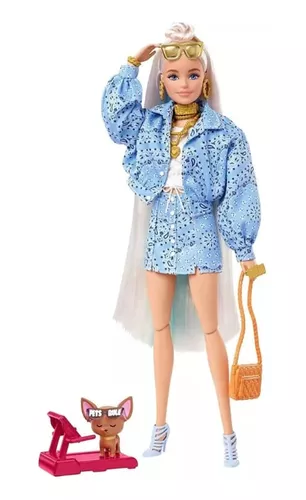 Boneca Barbie - Extra - Barbie Com Roupa Azul Claro - Mattel