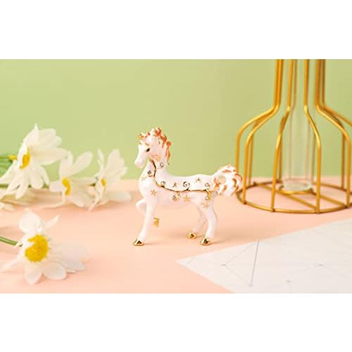 Caja De Trinket De Mini Unicornio, Bisagra Pintada Mano...
