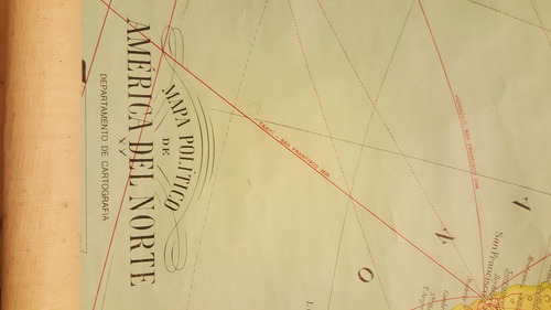 Antiguo Mapa Entelado América Del Norte Político Colección (Usado)